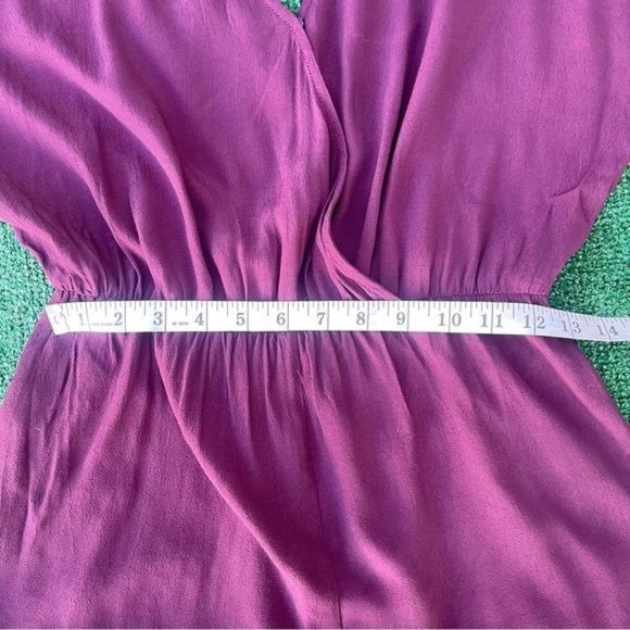 Burgundy Long Sleeve V-neck Romper with Crochet Details Size S - Picture 7 of 12